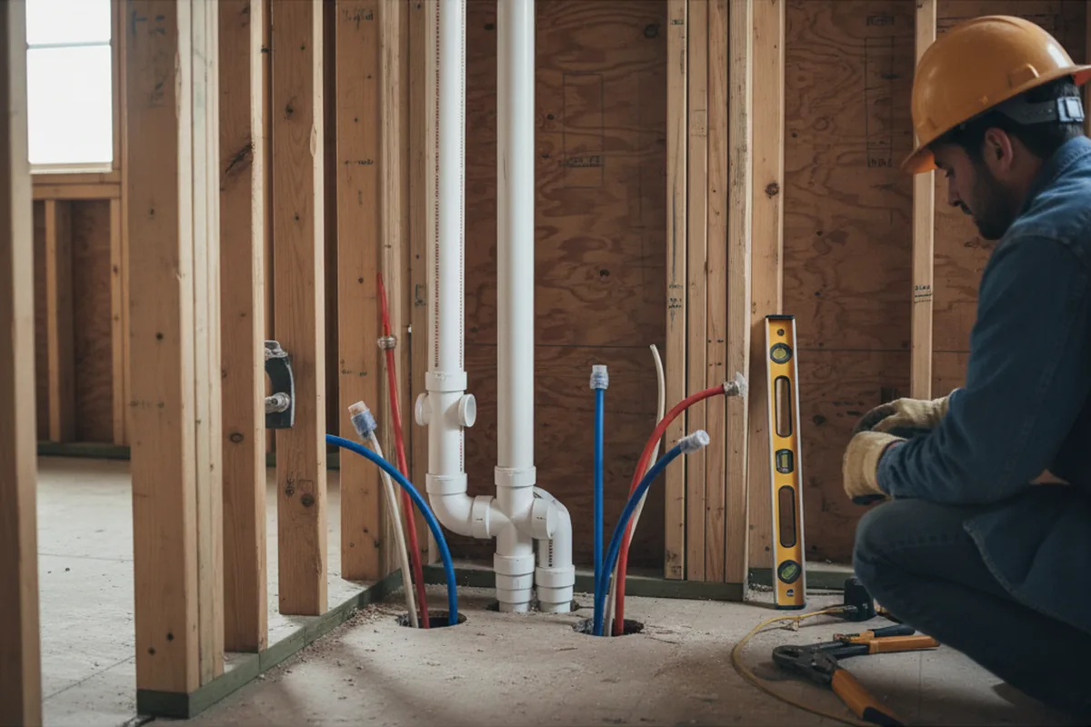 Drain and supply rough-in during Toilet Repair and Installation in Troutdale