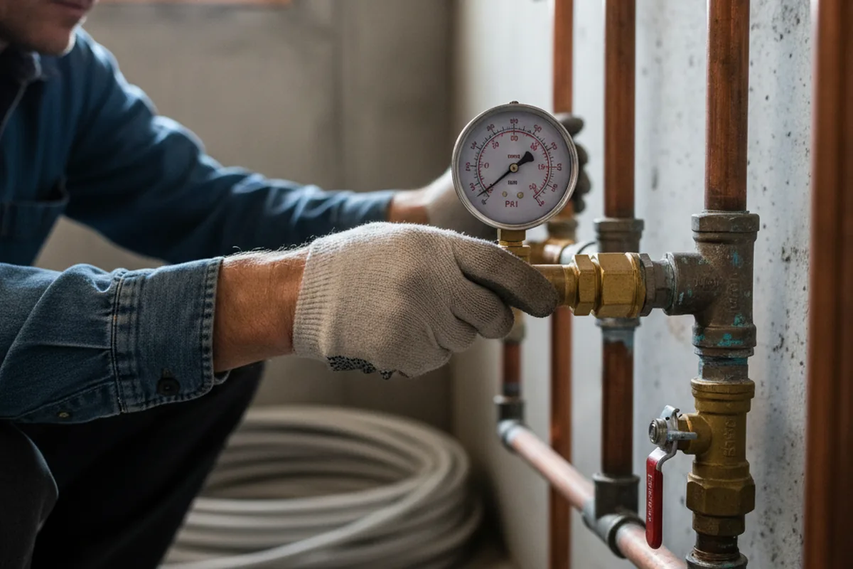 Pressure testing a repaired line during Water Line Repair in Troutdale